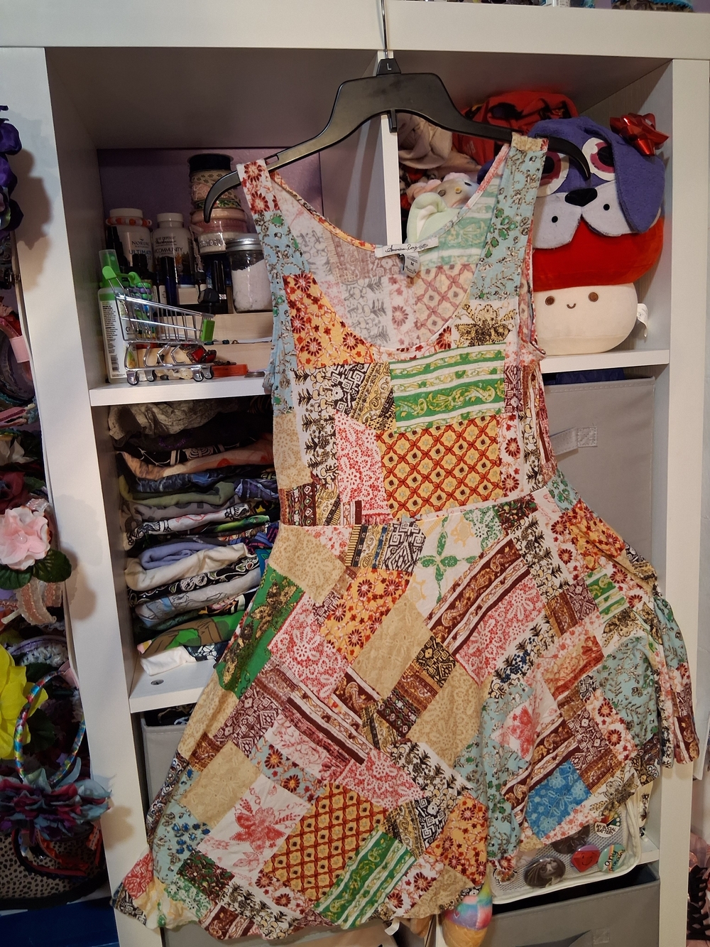 Patchwork Print Sleeveless Summer Dress - Multi